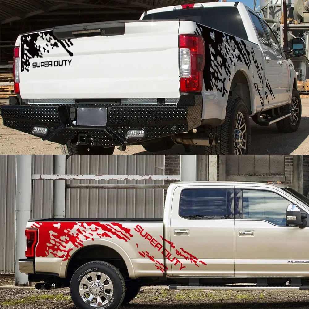 Splash Grunge Body Side Decal for Ford Super Duty F-250 / F-350 / F-450 | 3-Piece Matte Vinyl Kit - 200000182:350852#Glossy White-200000182:350850#Glossy Black-200000182:10#Glossy Red-200000182:350853#Glossy Gray-200000182:173#Glossy Yellow-  DRIVEN - 4