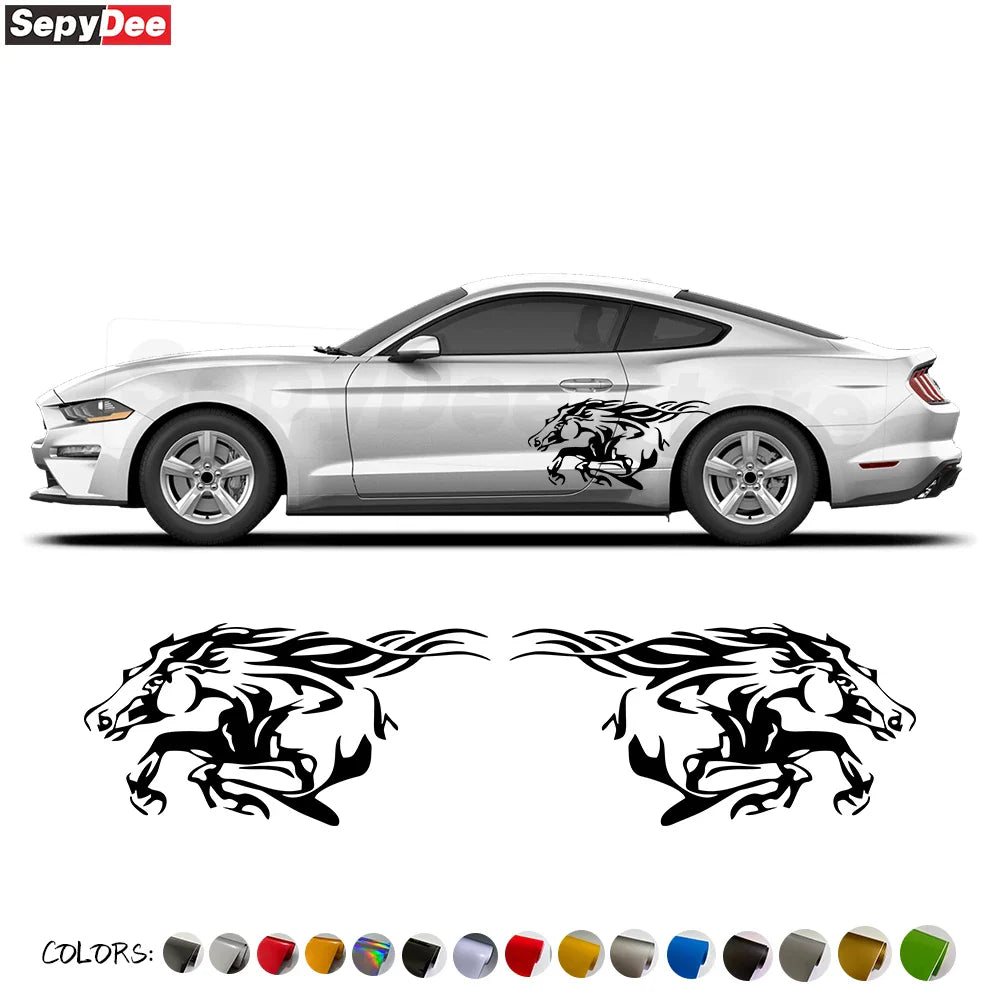 Running Horse Side & Rear Fender Decal | 2-Piece Vinyl for Mustang, Challenger, Porsche & Ford - 200000182:200211869#Silver Grey;5:100014065#100x50CM-200000182:200211869#Silver Grey;5:361386#60x30CM-200000182:200211869#Silver Grey;5:100014064#80x40CM-200000182:200211869#Silver Grey;5:200000990#40x20CM-200000182:200211869#Silver Grey;5:361385#50x25CM-  DRIVEN - 1