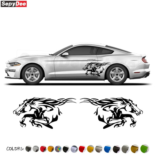Running Horse Side & Rear Fender Decal | 2-Piece Vinyl for Mustang, Challenger, Porsche & Ford - 200000182:200211869#Silver Grey;5:100014065#100x50CM-  DRIVEN - 1
