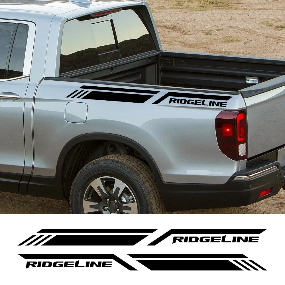 4x4 Trunk Side Stripe Decal for Honda Ridgeline | Vinyl Truck Graphics - 200000182:350852#Glossy Orange-200000182:366#Glossy Yellow-200000182:691#Glossy Gray-200000182:10#Glossy Red-200000182:496#Matt Silver-  DRIVEN - 1
