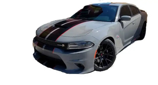 Twin Two-Tone Rally Stripe Body Decal for Dodge Charger (2005+) | Full-Body KK Vinyl Kit - 200000182:193-  DRIVEN - 2