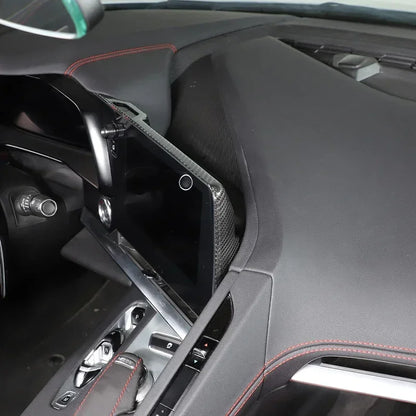 Real Carbon Fiber Navigation Screen Surround Trim for Corvette C8 Coupe / Z06 / Z51 (2020–2025)