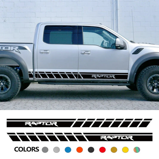 Door Side Body Stripe Decal for Ford F-150 Raptor | Vinyl Film Truck Graphic - 200000182:10#Glossy Red-  DRIVEN - 1