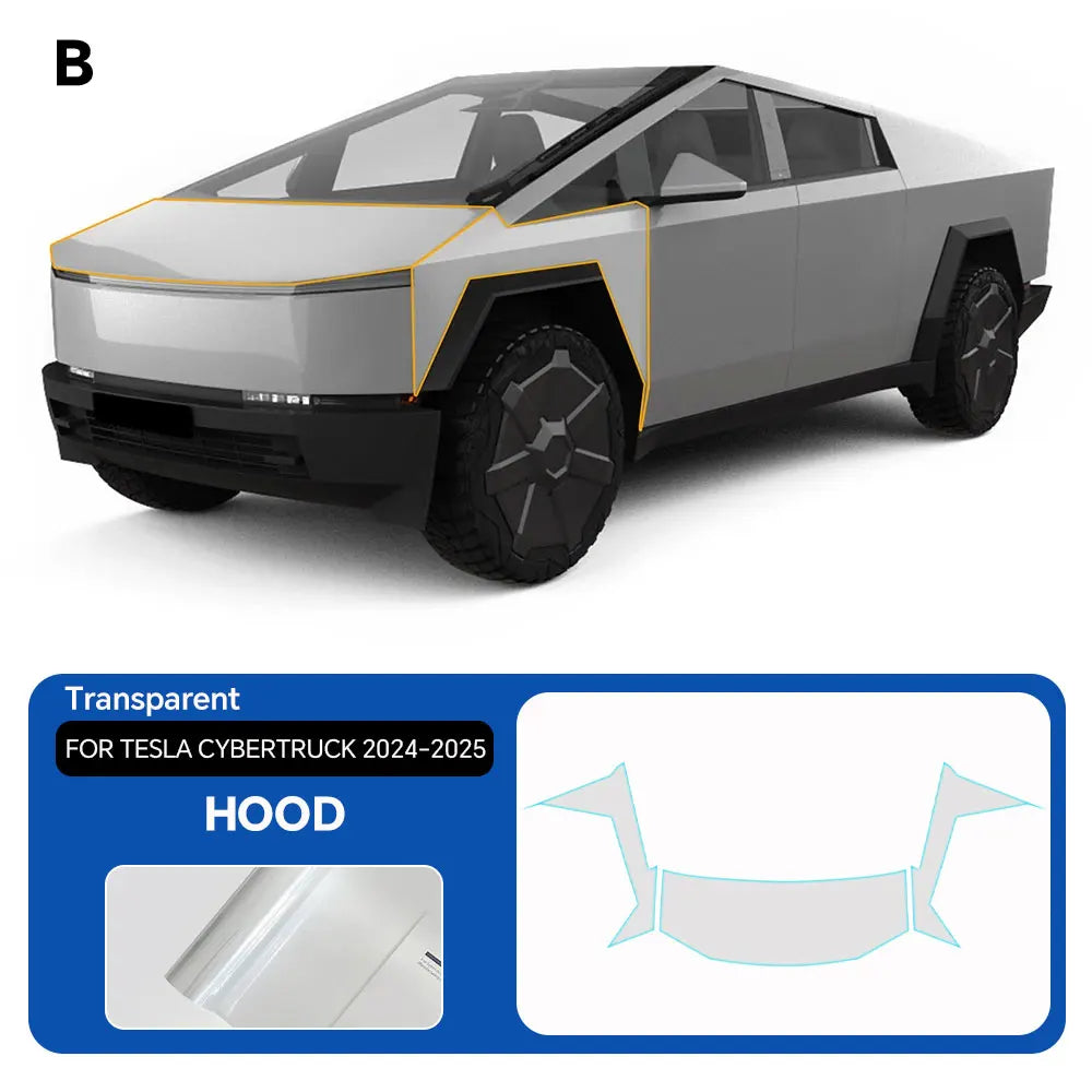 Precut Clear PPF for Tesla Cybertruck (2024–2026) | TPU Anti-Scratch Paint Protection Film - 200000182:193#Front;5:361385#Matte Clear Film-200000182:29#Hood;5:361385#Matte Clear Film-200000182:691#Doors;5:361385#Matte Clear Film-200000182:10#Rear Side;5:361385#Matte Clear Film-200000182:175#Fender;5:200000990#Glossy Clear Film-  DRIVEN - 8