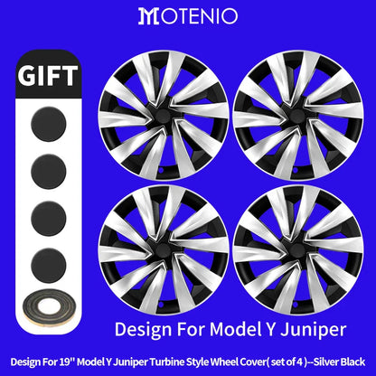 19" Matte Black / Silver Black Wheel Cover for Tesla Model Y Juniper (2025–2026) | 4-Piece Replacement Hub Cap - 14:347#Turbine Silver Black;200007085:11755855#Juniper 2025;200007763:201336106;400005408:110553637#Tesla;400005409:3984267#New Model Y 19Inch-14:193#Turbine Matte Black;200007085:11755855#Juniper 2025;200007763:201336106;400005408:110553637#Tesla;400005409:3984267#New Model Y 19Inch-  DRIVEN - 7