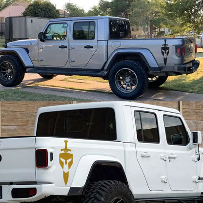 Shield & Sword Bed Side Decal for Jeep Gladiator JT | Vinyl Trunk Graphic Sticker - 200000182:771#Carbon Fiber-200000182:200004890#Matt Black-200000182:200006152#Colorful Laser-200000182:350853#Matt Sliver-200000182:350850#Matt Gold-  DRIVEN - 3