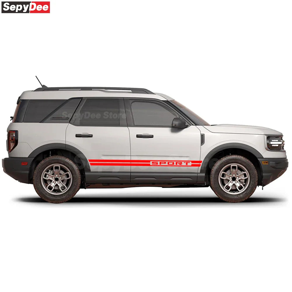 Racing Sport Door Side Skirt Decal for Ford Bronco Sport (2021+) | KK Vinyl Body Sticker - 200000182:193#Glossy Black-200000182:29#Glossy White-200000182:366#5D Carbon Black-200000182:175#Matte Black-200000182:691#Sliver Gray-  DRIVEN - 5