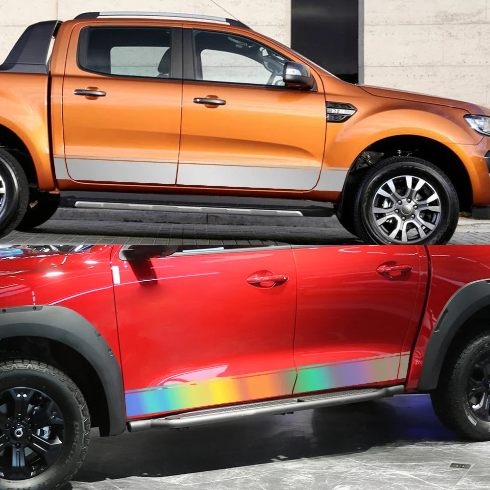 Full Body Stripe Vinyl Decal for Ford Ranger / Raptor (2015–2018) | Hood, Roof, Door & Back Door Graphics - 200000182:200006152#Colorful Laser-200000182:200004890#Carbon Fiber-200000182:691#Matt Silver-200000182:771#Matt Gold-200000182:193#Glossy Blue-  DRIVEN - 4