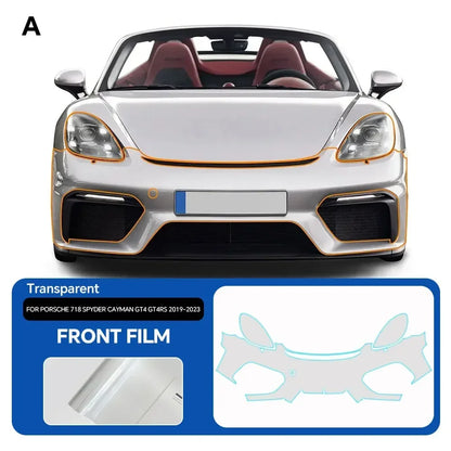 Precut PPF for Porsche 718 Spyder / Cayman GT4 / GT4 RS (2019–2023) | TPU Paint Protection Film - 200000182:350853#Rear Roof;5:200000990#Clear Film-200000182:350686#Front;5:200000990#Clear Film-200000182:350850#Hood;5:200000990#Clear Film-200000182:10#Roof Window;5:200000990#Clear Film-200000182:350852#Door;5:200000990#Clear Film-  DRIVEN - 12