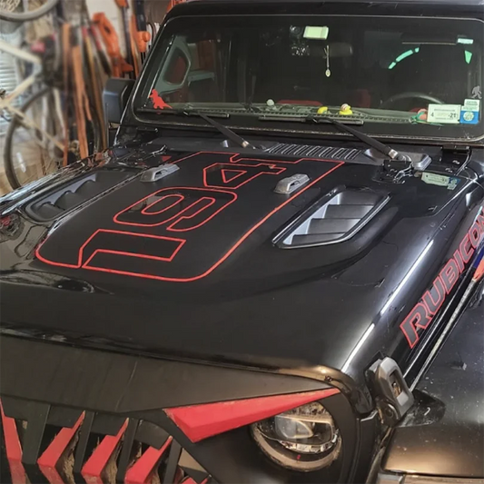 Jeep Wrangler & Gladiator Hood Decal – 1941 Matte Vinyl Blackout Wrap | JL JT 4xe (2018–2024) - 200000182:350853#blue matt black-  DRIVEN - 2