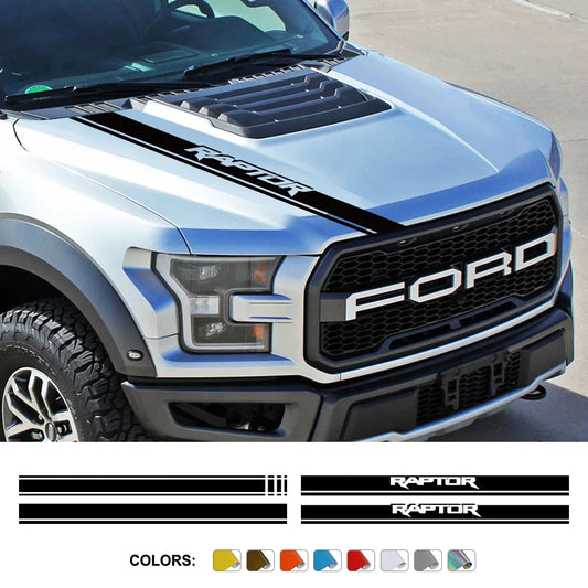 Hood Stripe Style Decal for Ford F-150 / Ranger Raptor | Vinyl Truck Sticker - 200000182:691#Model C;355:203282818#Glossy Orange-  DRIVEN - 1