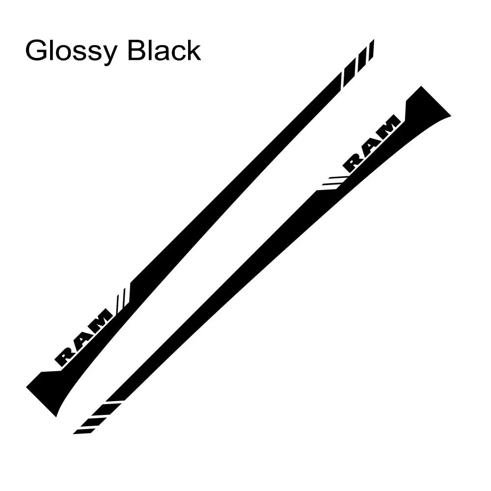 Dodge RAM Door Side Skirt Graphic Decal Kit (2 Pcs) – Custom Vinyl Sticker | 1500, 2500, Rebel, RTX | 12 Finishes - 200000182:10#Glossy Red-200000182:691#Glossy Gray-200000182:366#Glossy Yellow-200000182:350852#Glossy Orange-200000182:29#Glossy White-  DRIVEN - 8