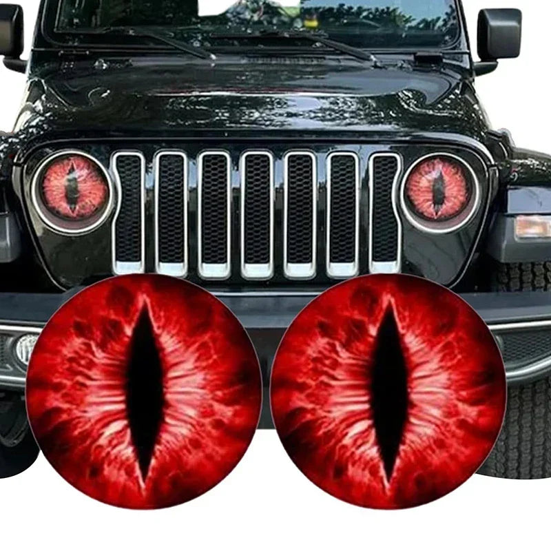 Beast Eyes Headlight Decals – Car & Jeep Headlight Sticker | 6 Colors | Universal Fit - 200000182:10#Yellow-200000182:691#Red-200000182:366#Blue-200000182:350852#Green-200000182:29#Purple-  DRIVEN - 1