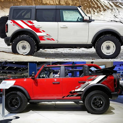 Racing Sport Body Side Vinyl Decal for Ford Bronco SUV | Hardcore Off-Road Graphic Sticker - 200000182:29#Black White Grey-200000182:193#White Red Gray-  DRIVEN - 3