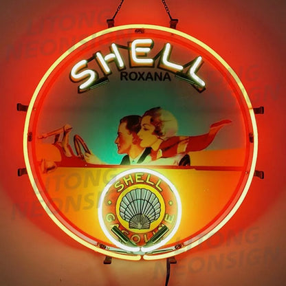 Shell Gasoline Roxana Neon Signs - CN043-  DRIVEN - 1