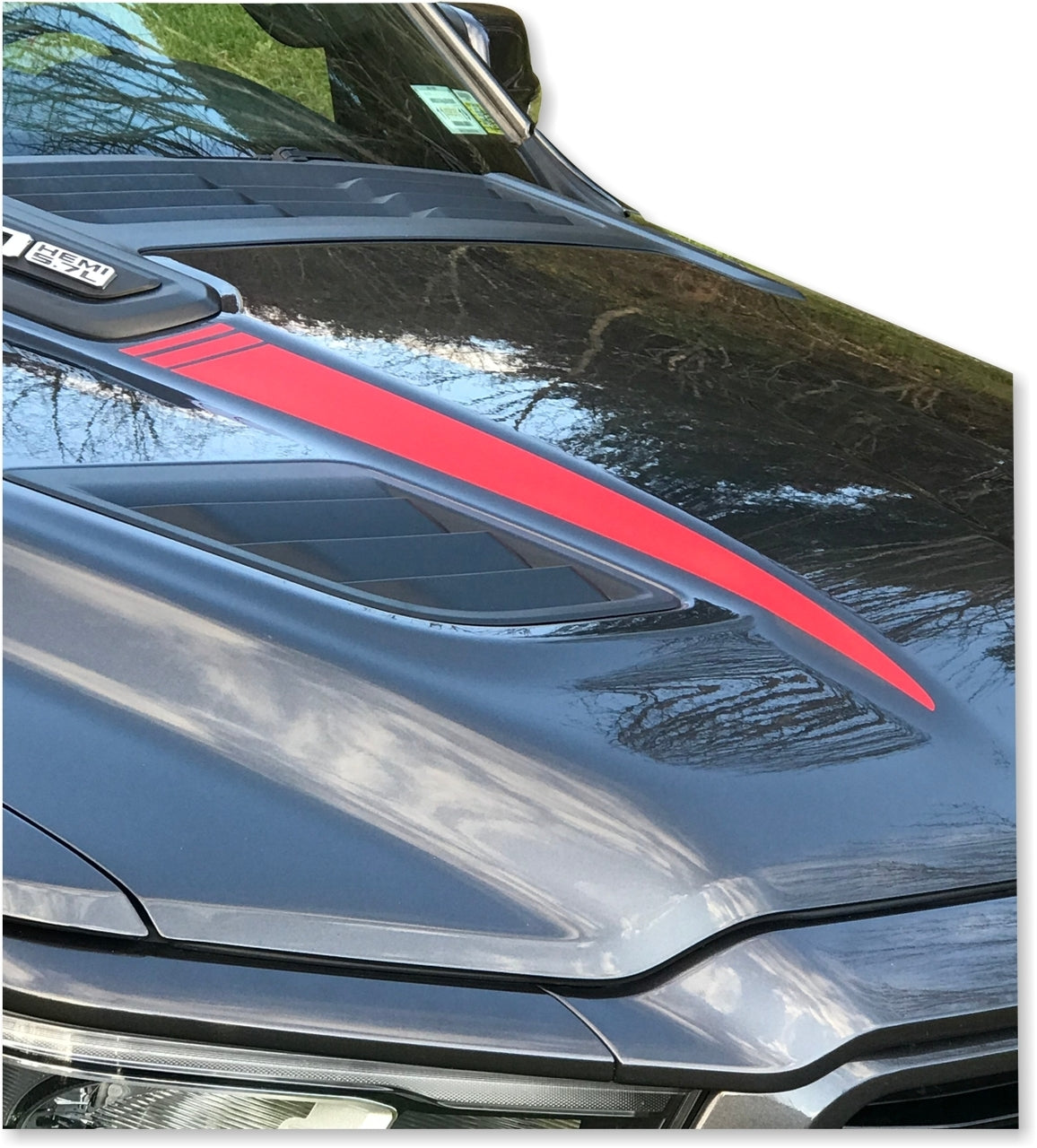 Hood Spear Stripes - 2019-2026 Ram 1500 Rebel & Sport Hood - Ram19:Hood:Spears-01-Ram19:Hood:Spears-02-Ram19:Hood:Spears-03-Ram19:Hood:Spears-04-sku-44820017152187-  DRIVEN - 3