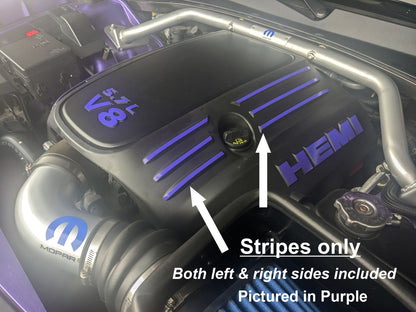 Engine Cover STRIPE Decals - 09-23 Challenger 5.7L - Challenger:EC-Stripes-01-Challenger:EC-Stripes-03-Challenger:EC-Stripes-02-Challenger:EC-Stripes-04-Challenger:EC-Stripes-05-  DRIVEN - 3