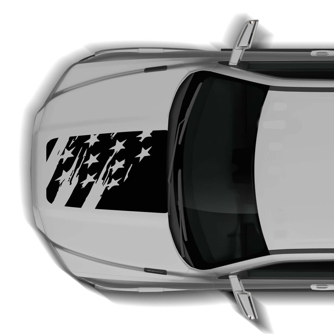 Tattered US flag hood decals graphics compatible with Dodge Ram 2009-2018 - 2999Black-2999White-  DRIVEN - 1