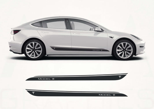 Tesla Model 3 Side Stripes Decal Kit (2017–2021) – Vinyl Rocker Panel Graphics - sku-51060861370500-sku-51060861403268-sku-51060861436036-sku-51060861468804-sku-51060861501572-  DRIVEN - 1