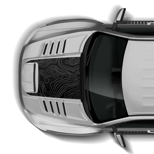 Topographic hood decals graphics compatible with Dodge Ram TRX - 3011Black-3011White-  DRIVEN - 1
