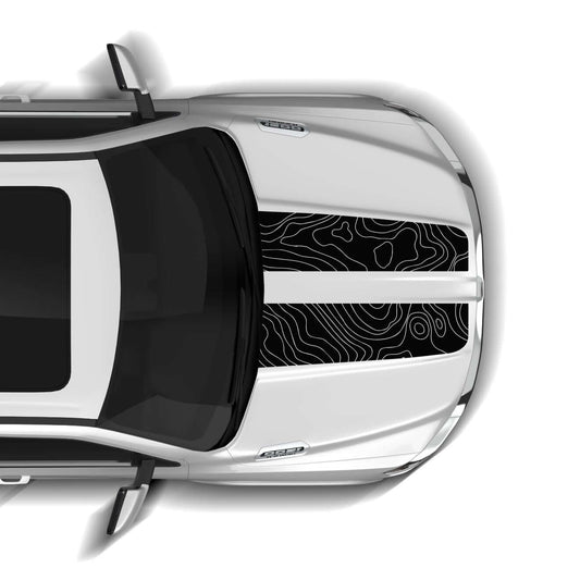 Topographic hood decals graphics compatible with Dodge Ram - 2984Black-2984White-  DRIVEN - 1