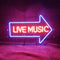 Live Music with Right Arrow Neon Signs