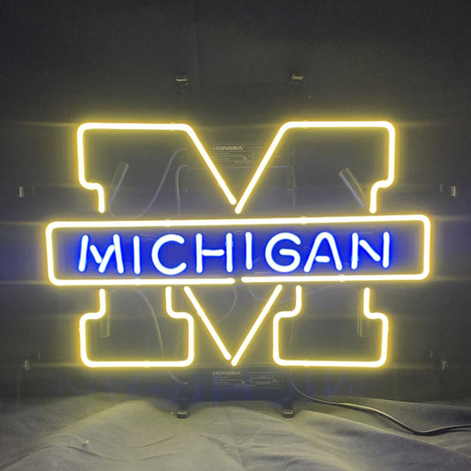 University of Michigan Logo Neon Signs - ME675-  DRIVEN - 1