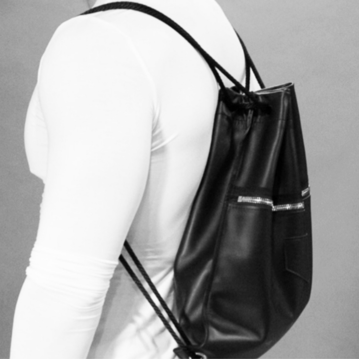 Detroit Drawstring Backpack in Leather ( Made to Order) - DRW009B-  DRIVEN - 13