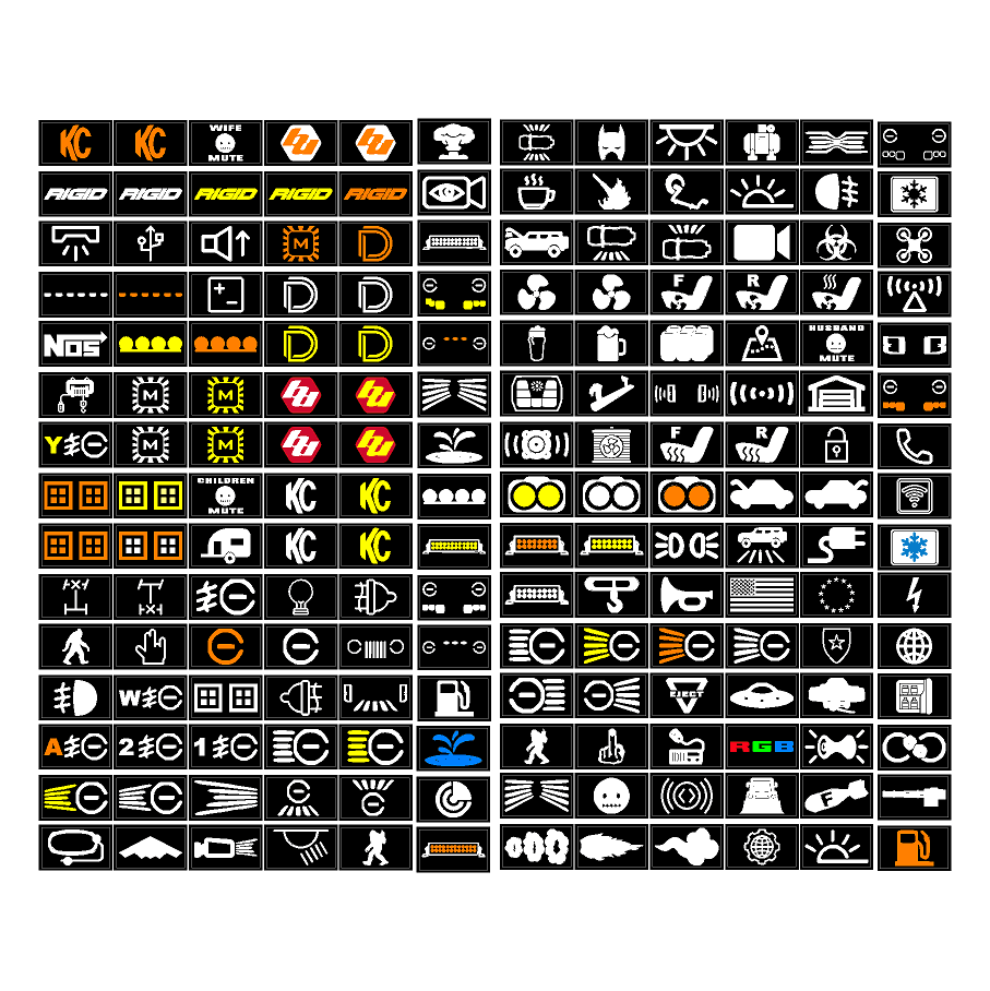 Printed Series Auxiliary Switch Labels (Upfitter) - 2018+ Jeep Wrangler / Gladiator JL / JT - 18JEEPWRANGLERAUX-V5JL-  DRIVEN - 2