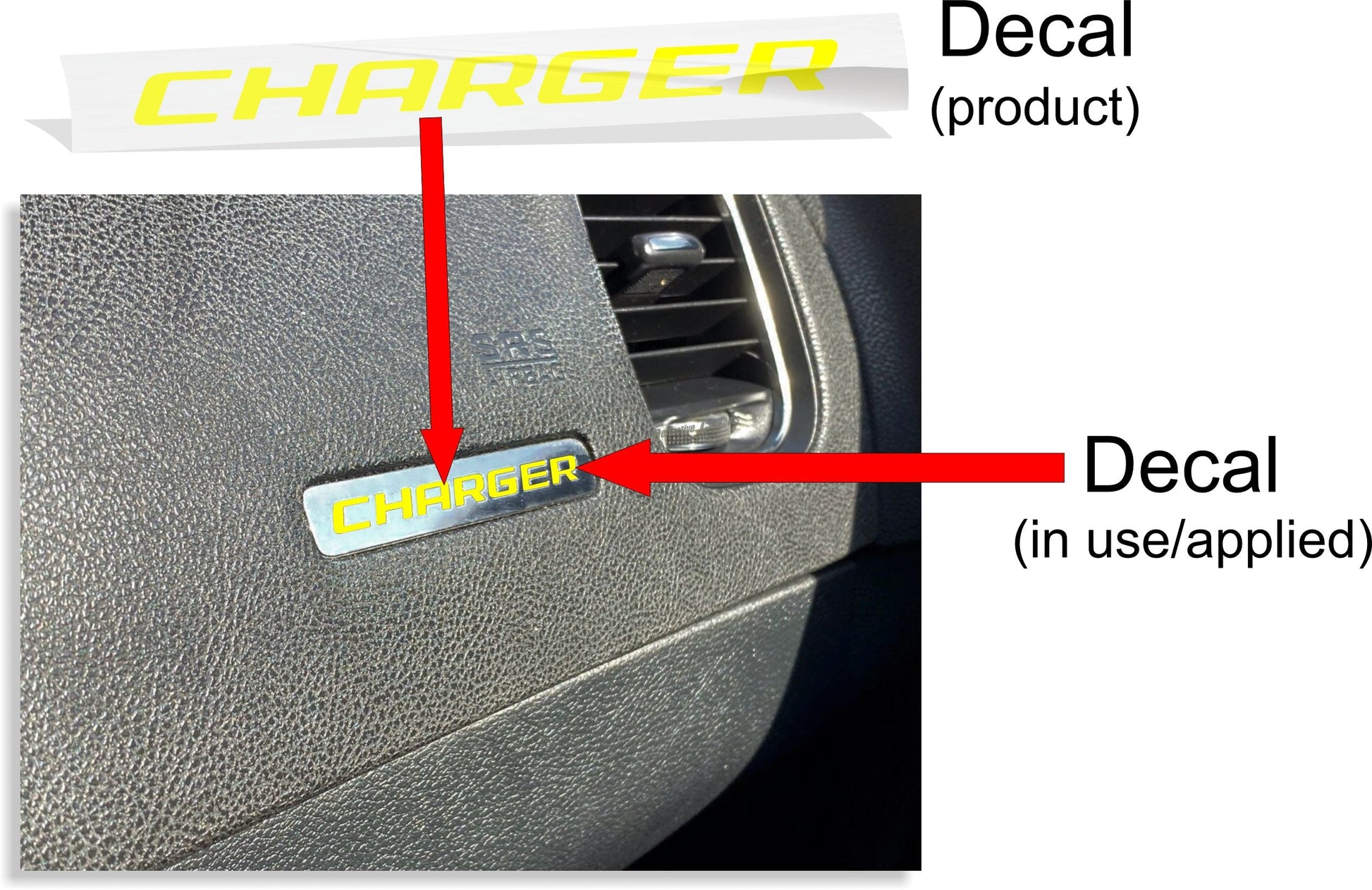 CHARGER Dash Plaque Emblem Lettering Overlay Decal   - 11-14 Charger - sku-44837460869307-sku-44837460902075-sku-44837460934843-sku-44837460967611-sku-44837461000379-  DRIVEN - 3