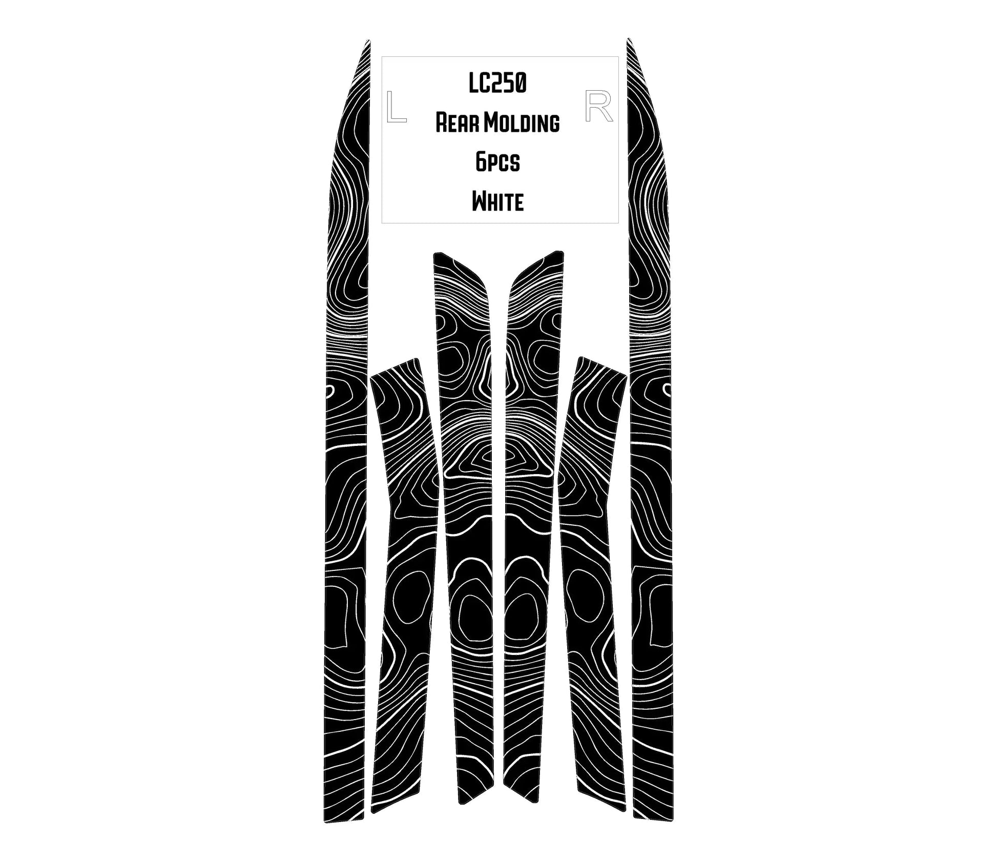 Topographic Rear Trim Overlays (6pcs) - 2024+ Land Cruiser / GX 550 - 24LC250RTRIM6PC-WH-24LC250RTRIM6PC-ARG-24LC250RTRIM6PC-CBNG-24LC250RTRIM6PC-CG-24LC250RTRIM6PC-DS-  DRIVEN - 8