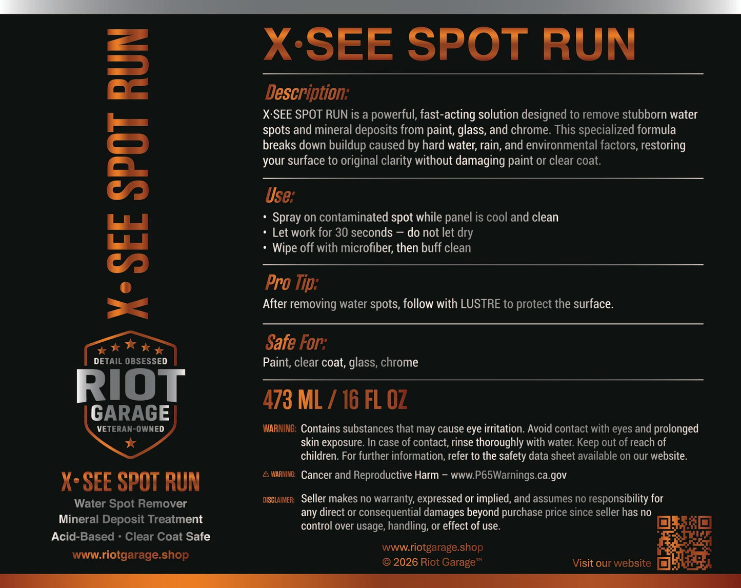 X·SEE SPOT RUN — Water Spot Remover - RG-RIOT-X-XSSR-16-  DRIVEN - 3