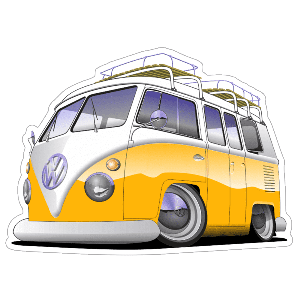 VW 3D-Bus / Van Car Vinyl Decal / Sticker, 4" x 2.9" - ZSD-010231-  DRIVEN - 1
