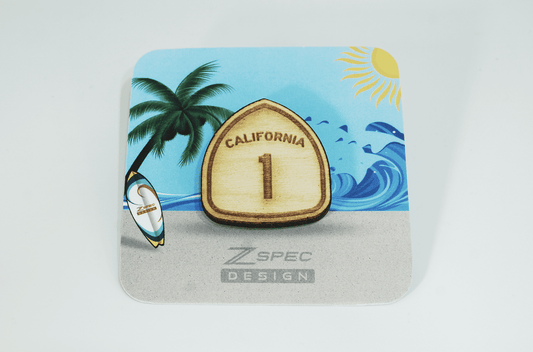 ZSPEC Pacific Coast Highway (PCH) Route 1 Wooden Lapel/Hat Pin - ZSD-010378-  DRIVEN - 1