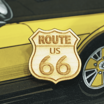 ZSPEC Classic Route 66 Laser-Cut & Etched Wooden Lapel/Hat Pin - ZSD-010385-  DRIVEN - 3
