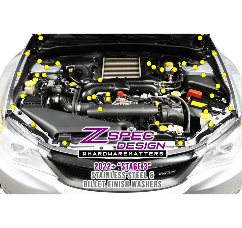 ZSPEC Stage-3 Dress Up Bolts® Fastener Kit for '08-14 Subaru WRX & STi, Stainless & Billet - ZSD-569036-ZSD-569043-ZSD-569050-ZSD-569067-ZSD-569074-  DRIVEN - 1