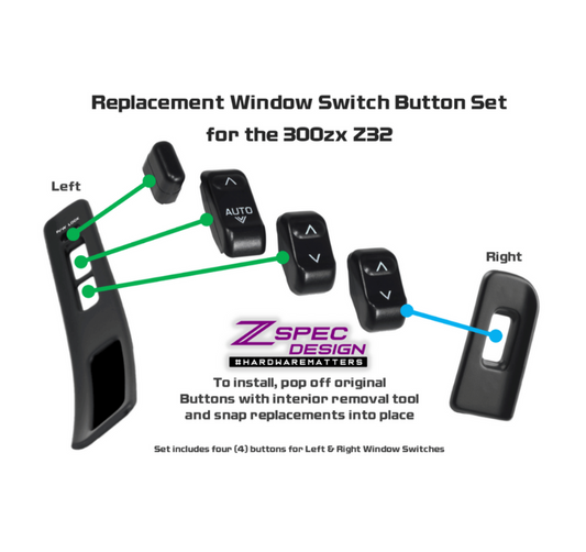 ZSPEC Window-Switch Buttons for Nissan 300zx Z32, NON-Illuminated, Set of Four Buttons - ZSD-004230-  DRIVEN - 2
