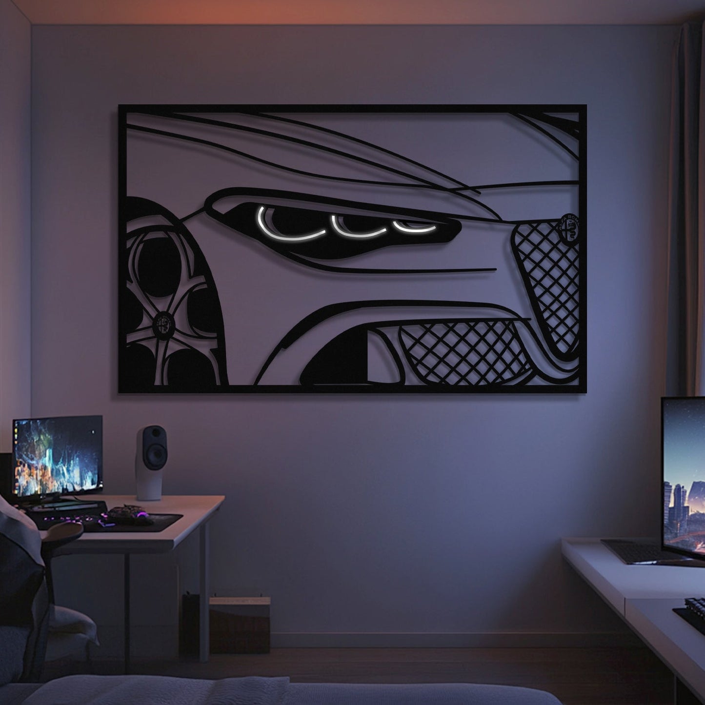 2025 Quadrifoglio Apex Front View Metal Neon Frame Wall Art - MT1474 - MT1474B99-MT1474B115-MT1474B140-  DRIVEN - 1