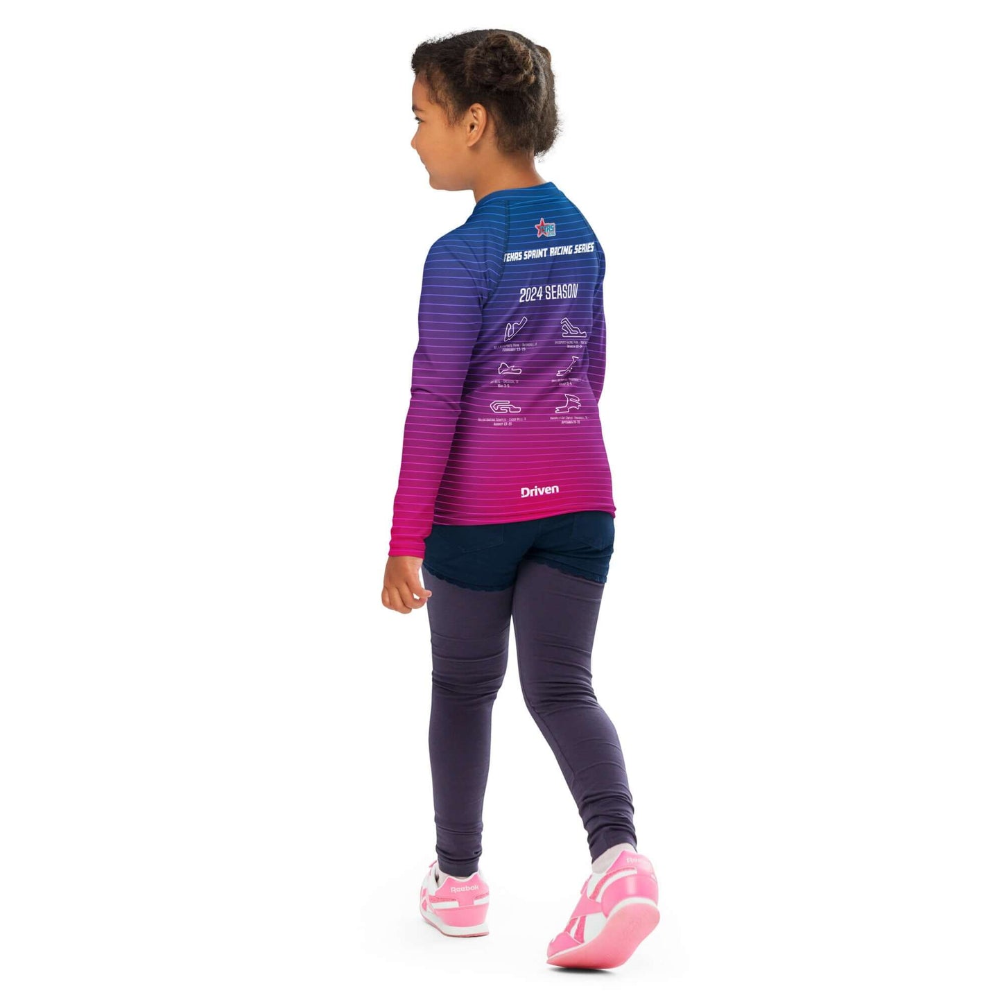 DRIVEN | TSRS '24 | Karting Underwear Top - Long Sleeve - Child -Pink/Blue - UPF 50+