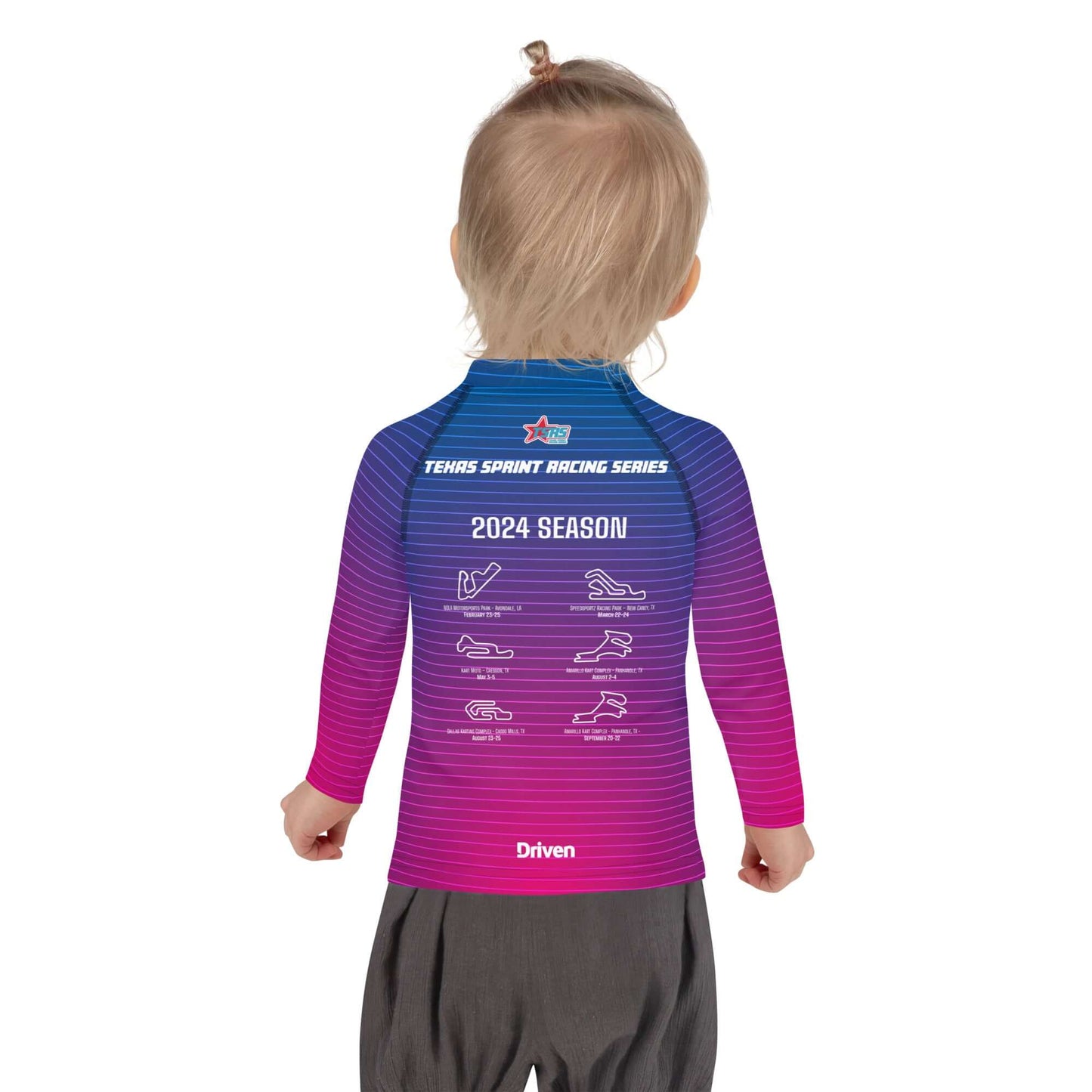 DRIVEN | TSRS '24 | Karting Underwear Top - Long Sleeve - Child -Pink/Blue - UPF 50+