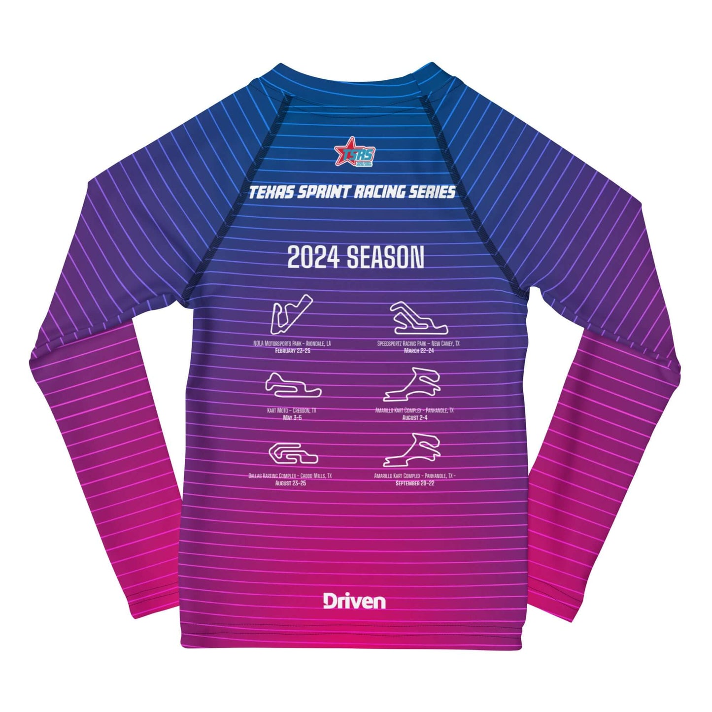 DRIVEN | TSRS '24 | Karting Underwear Top - Long Sleeve - Child -Pink/Blue - UPF 50+