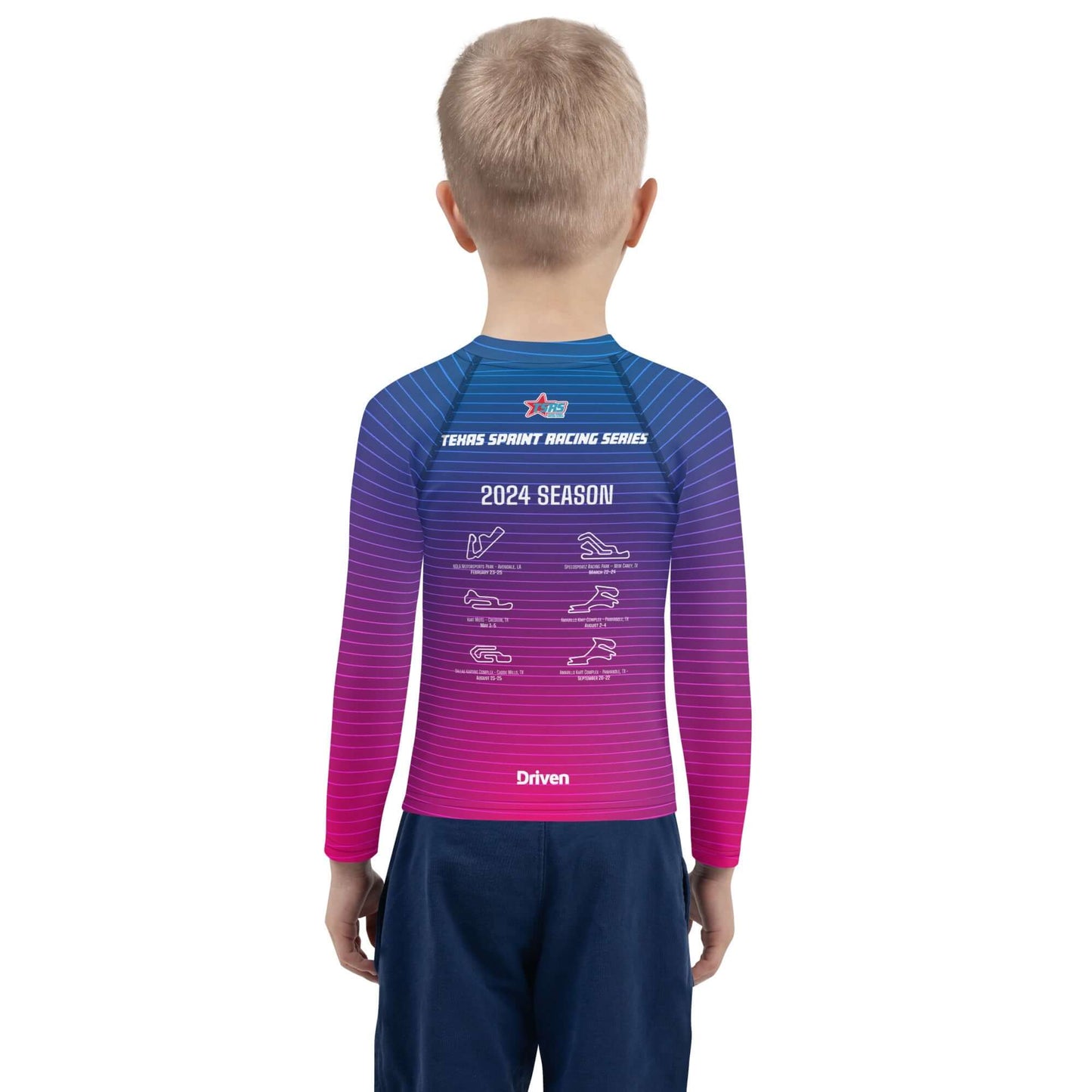 DRIVEN | TSRS '24 | Karting Underwear Top - Long Sleeve - Child -Pink/Blue - UPF 50+