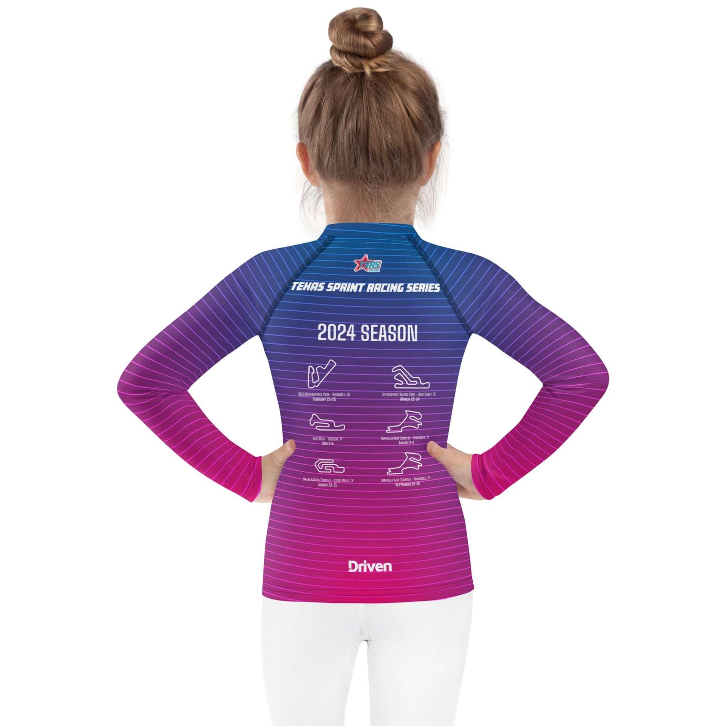 DRIVEN | TSRS '24 | Karting Underwear Top - Long Sleeve - Child -Pink/Blue - UPF 50+