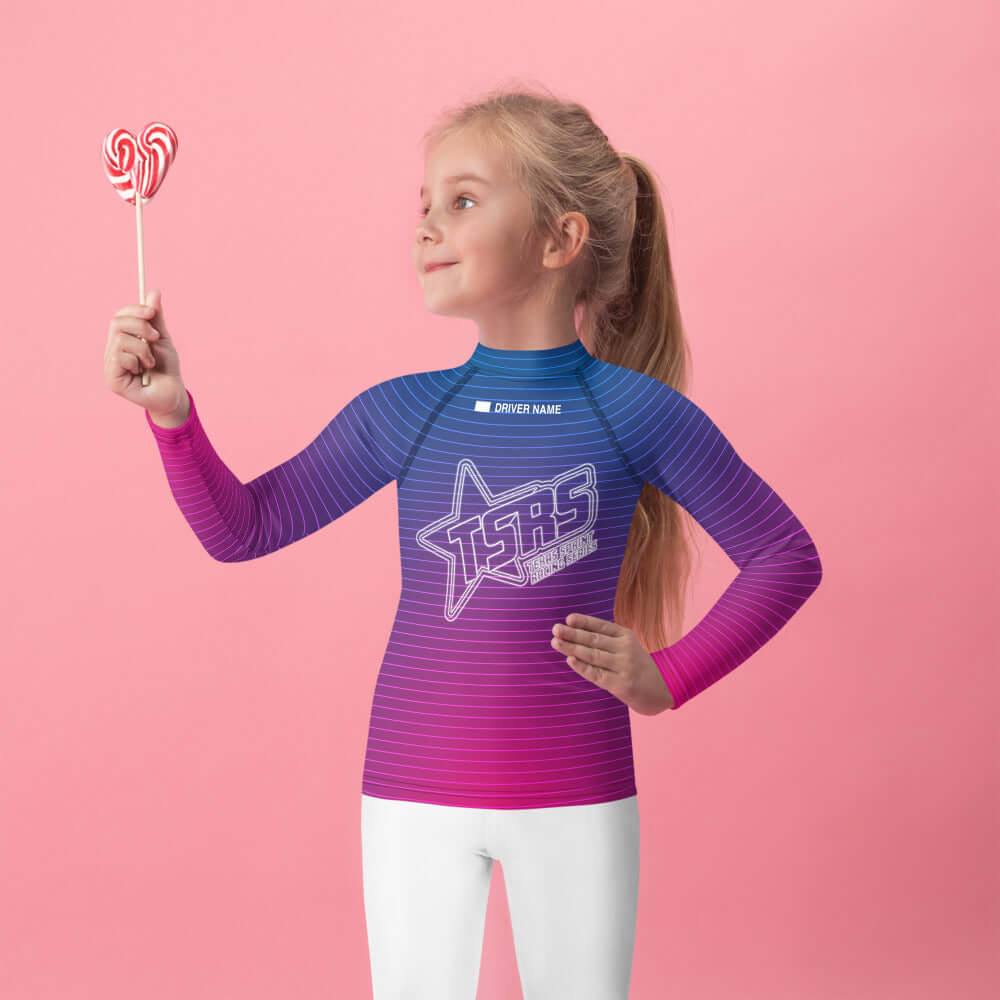 DRIVEN | TSRS '24 | Karting Underwear Top - Long Sleeve - Child -Pink/Blue - UPF 50+