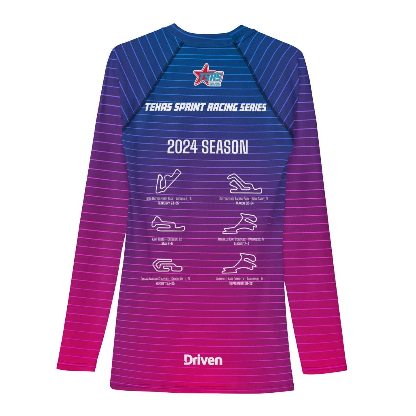 DRIVEN | TSRS '24 | Karting Underwear Top - Long Sleeve - Adult - Pink/Blue - UPF 50+