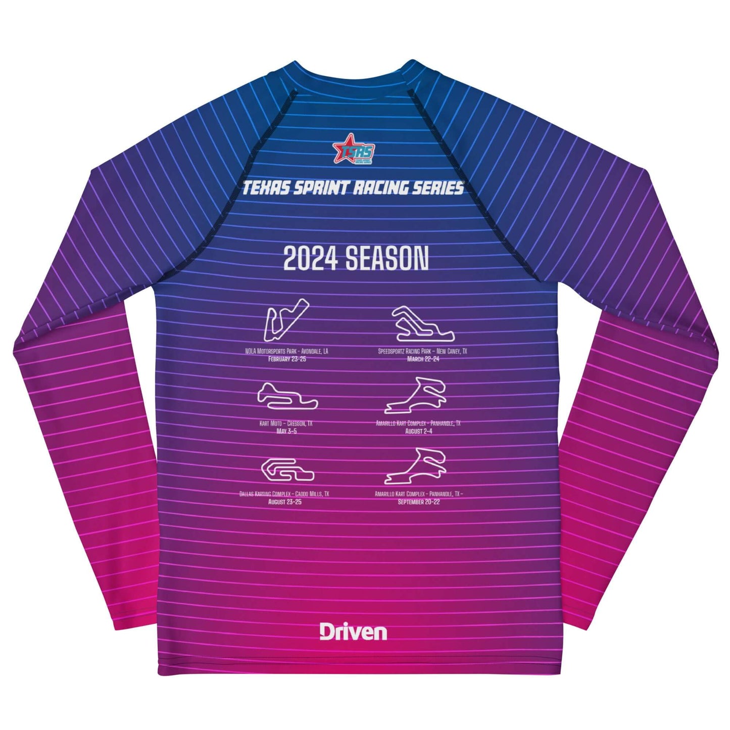 DRIVEN | TSRS '24 | Karting Underwear Top - Long Sleeve - Youth - Pink/Blue - UPF 50+