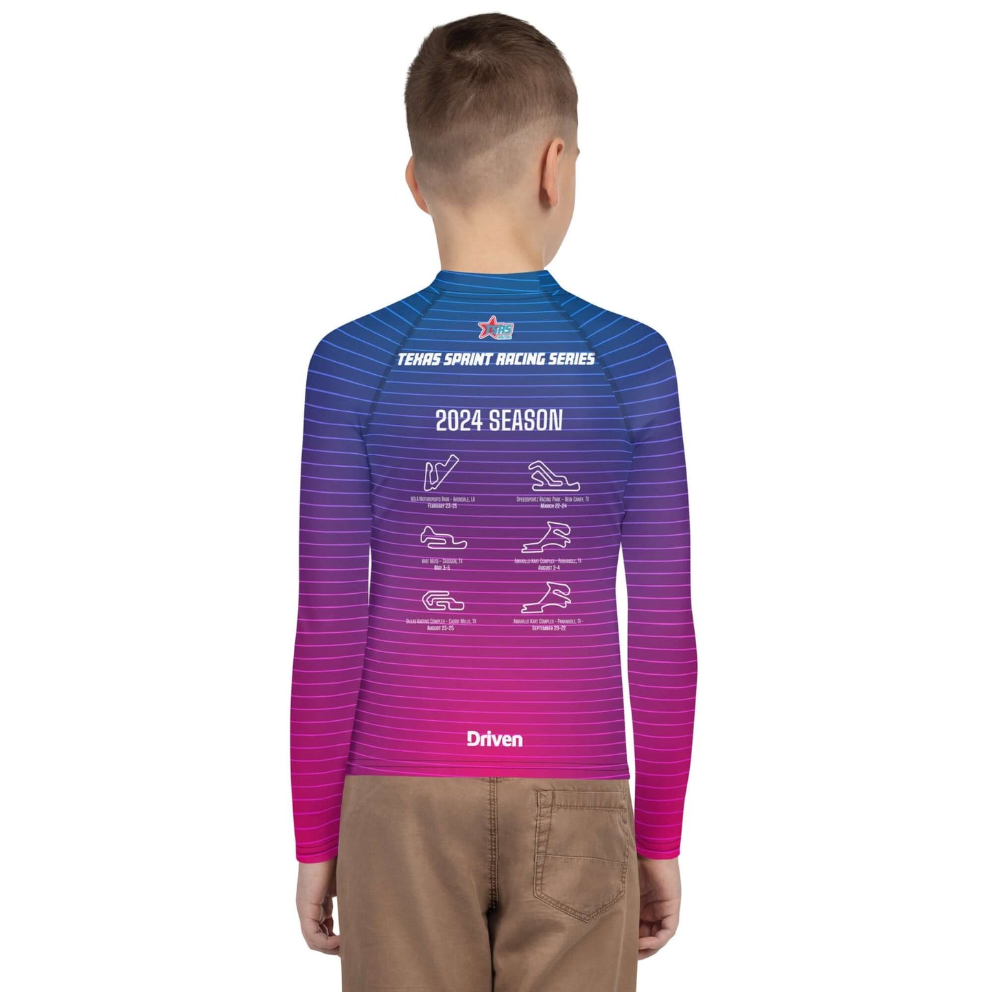 DRIVEN | TSRS '24 | Karting Underwear Top - Long Sleeve - Youth - Pink/Blue - UPF 50+