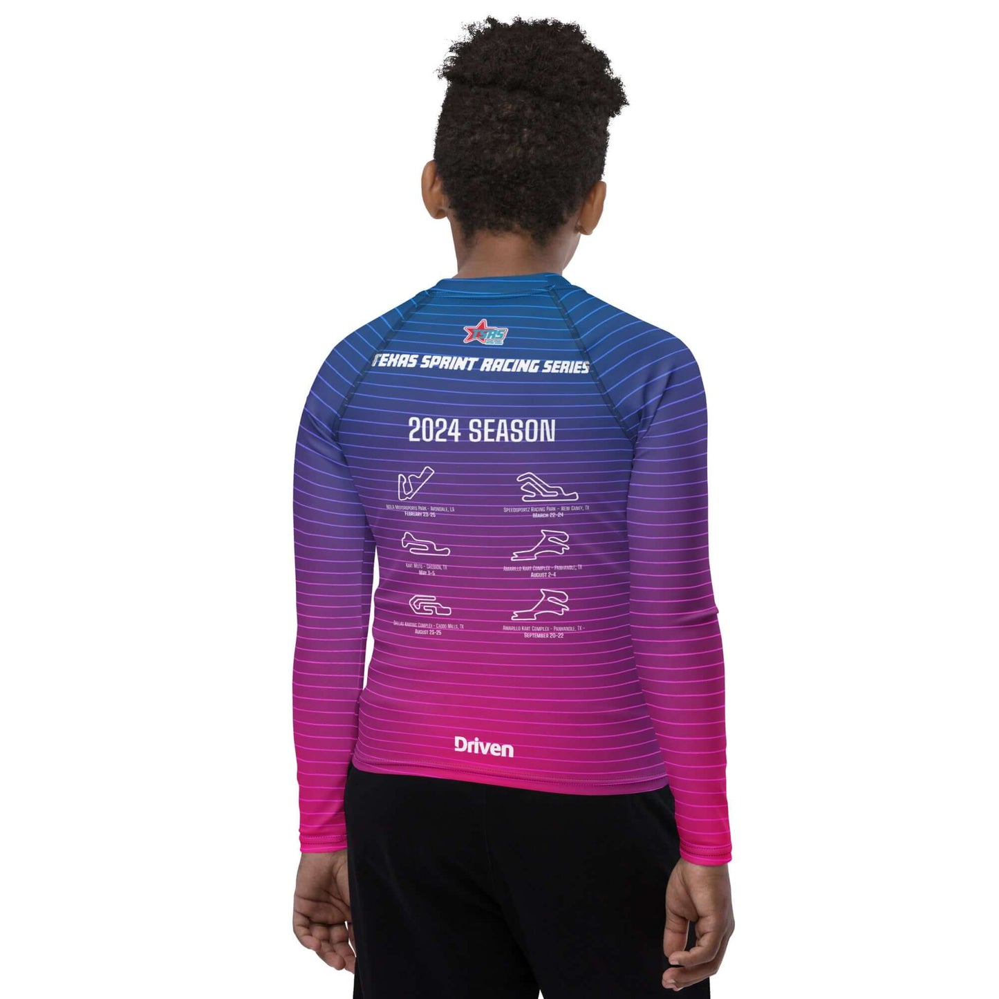 DRIVEN | TSRS '24 | Karting Underwear Top - Long Sleeve - Youth - Pink/Blue - UPF 50+