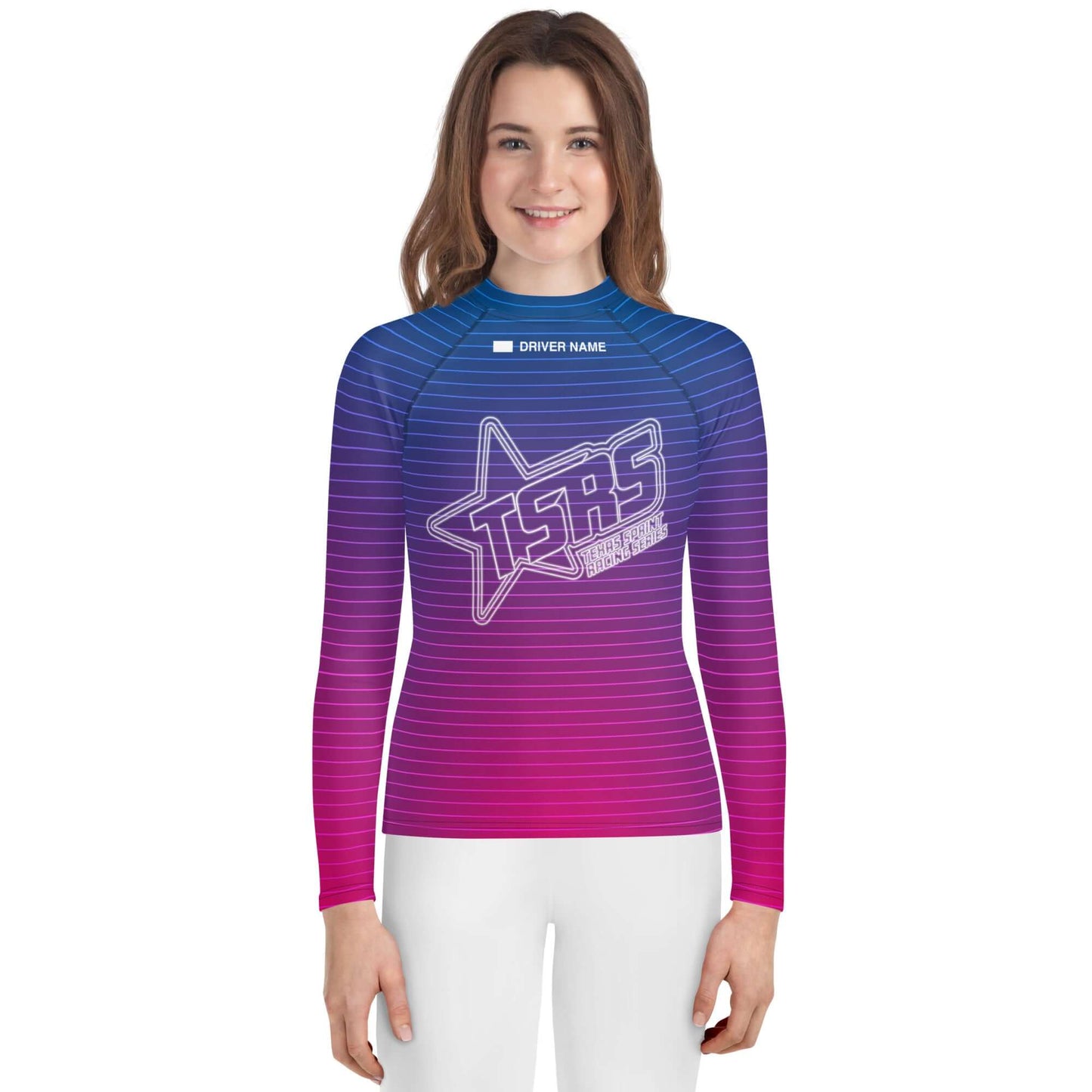 DRIVEN | TSRS '24 | Karting Underwear Top - Long Sleeve - Youth - Pink/Blue - UPF 50+