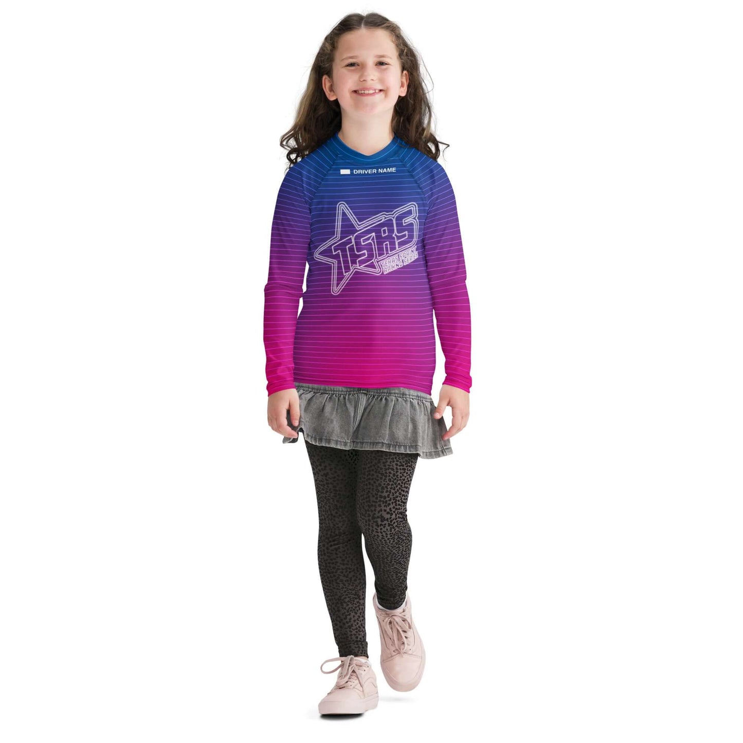 DRIVEN | TSRS '24 | Karting Underwear Top - Long Sleeve - Youth - Pink/Blue - UPF 50+